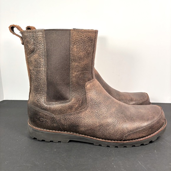 UGG Leather Chelsea Boots Brown Men’s 13 Rustic Pull-On Lug Sole Style 3032 - Picture 1 of 6